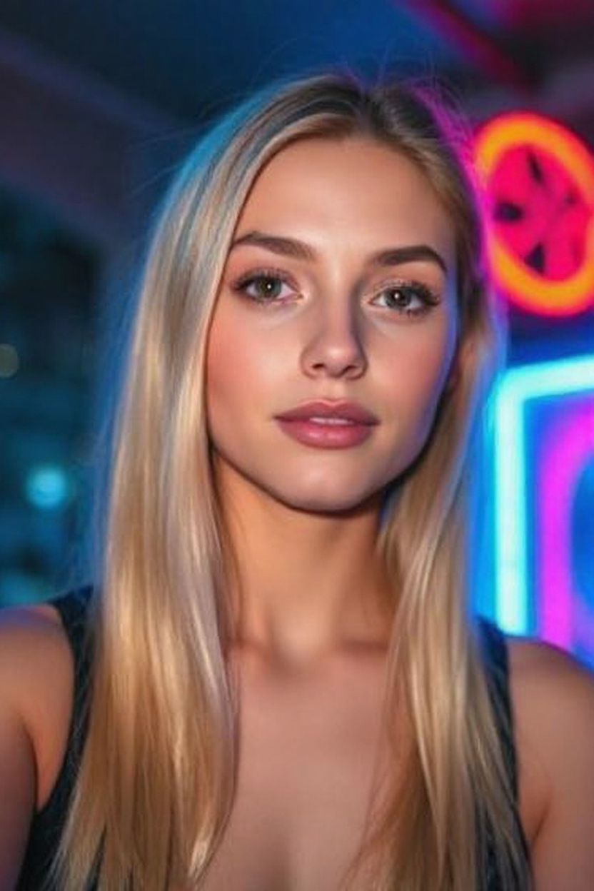 convert to Lightskin woman, Medium Straight hair, long face big eyes