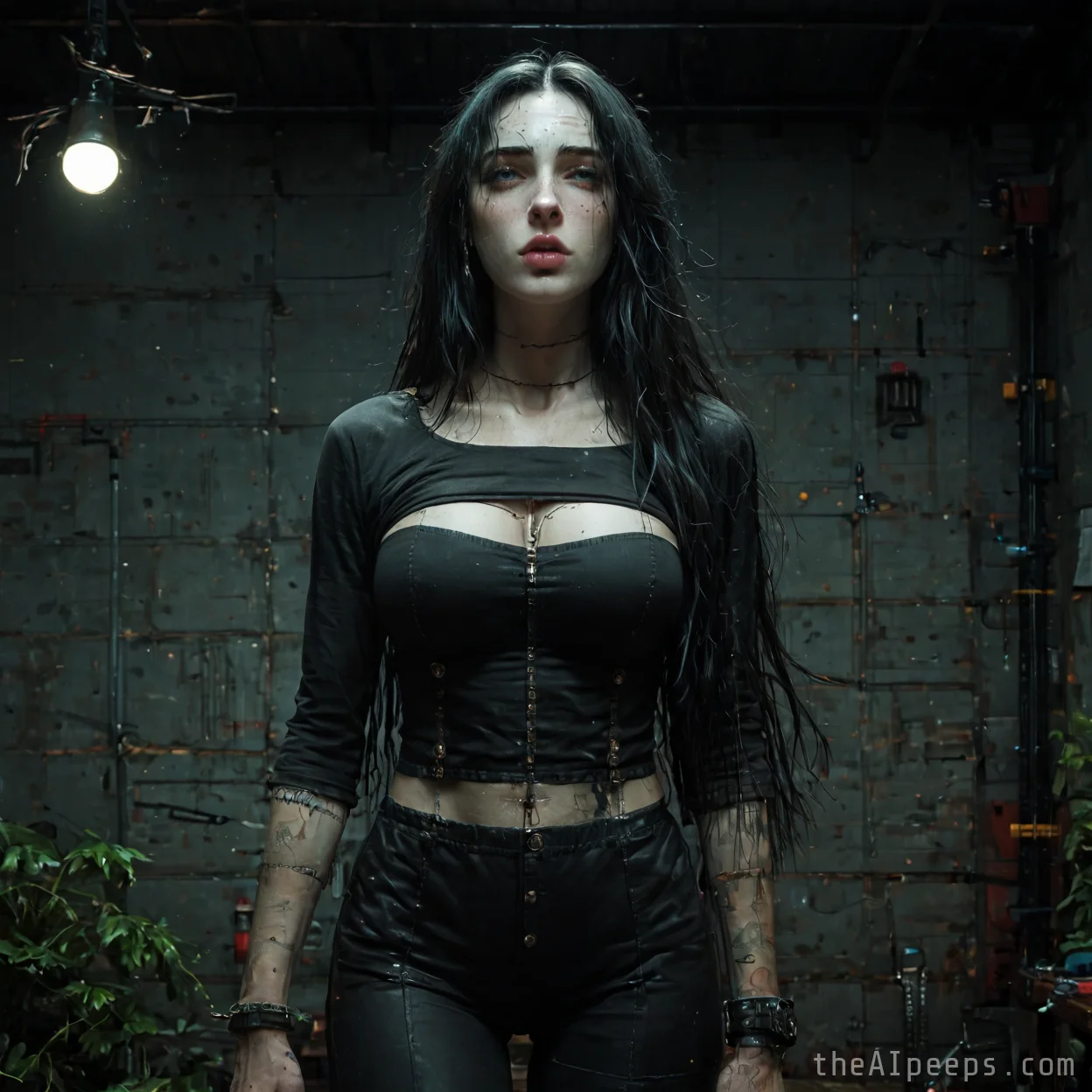 warm breath visible, moody firelight flicker